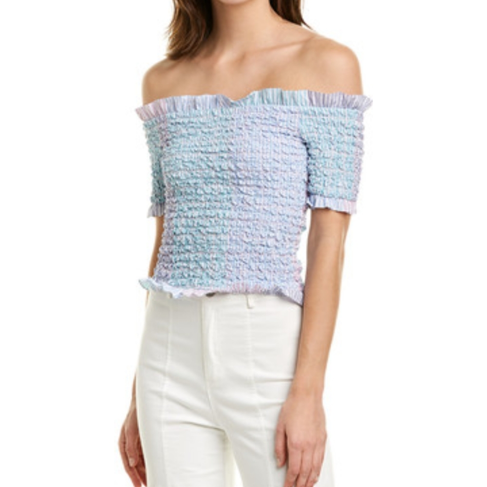 Revolve x Petersyn | NWT Kinsey Smocked Off the Shoulder Ruffle Top -Coc…